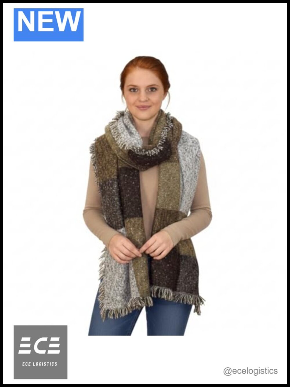 Oversized Plaid Tartan Herringbone Blanket Scarf 100% Acrylic Cashmere Feel Wrap